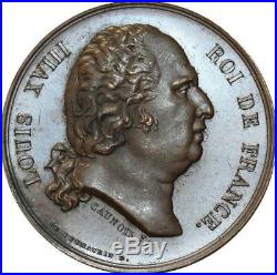 O5592 Rare Médaille Mort Louis XVIII Caunois 1824 Baron Desnoyers SPL