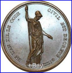 O5634 Rare Médaille Statue Napoleon Code Civil an 12 Chaudet Baron Desnoyers SUP