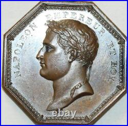 O5638 Rare Médaille Napoleon I Octogonal Piefort Ordre Droz Baron Desnoyers SPL