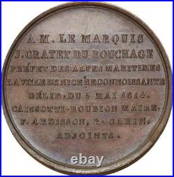 O5672 Rare Jeton Napoleon Ier Marquis Gratet Bouchage Nice Prefet Desnoyers SPL