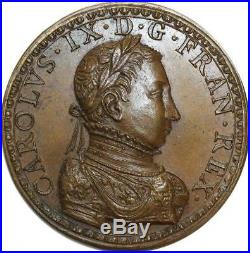 O5777 Rare Médaille Charles IX 1550 1574 Guillaume Martin Baron Desnoyers SPL