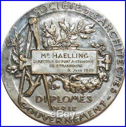 O6480 Rare Médaille Société Architectes Haelling Louis Bottée 1896 Silvered