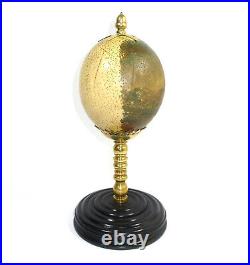 Objet D'Art Ouf D'Autruche Peint XIXe Siècle Bronze