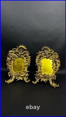 PAIRE DE CADRES EN BRONZE DORÉ STYLE LOUIS XV FIN XIXe SIÈCLE