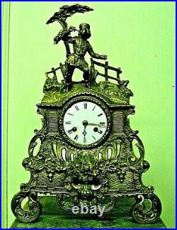 PENDULE BRONZE a fil uhr chasse sapeur clock kaminuhr antik french XIX e siecle