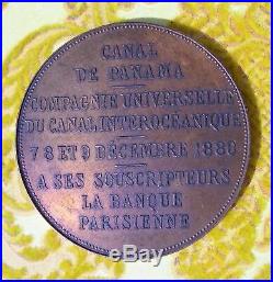 PERCEMENT DE L'ISTHME DE PANAMA graveur ROTY médaille bronze pour souscripteurs