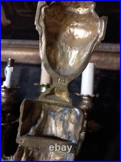 Paire Appliques Bronze Doré Style Louis XVI Trois Branches XIXe Siècle