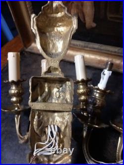 Paire Appliques Bronze Doré Style Louis XVI Trois Branches XIXe Siècle