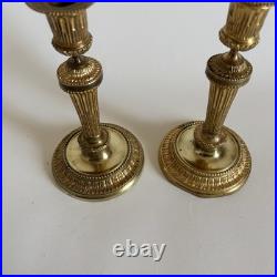 Paire Bougeoirs Flambeaux Bronze Doré Louis XVI Xviiie XIXe Siècle