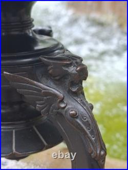 Paire Cache Pots Porcelaine Peinte XIX ème siècle Oiseaux Bois Bronze