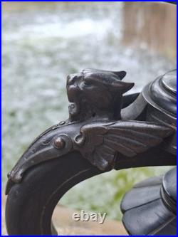 Paire Cache Pots Porcelaine Peinte XIX ème siècle Oiseaux Bois Bronze