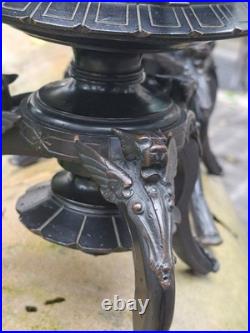 Paire Cache Pots Porcelaine Peinte XIX ème siècle Oiseaux Bois Bronze