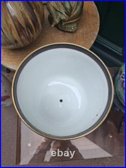 Paire Cache Pots Porcelaine Peinte XIX ème siècle Oiseaux Bois Bronze