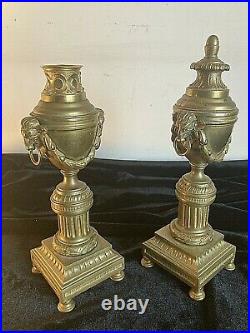 Paire Cassolettes Formant Bougeoirs Bronze Style Louis XVI XIX Siecle