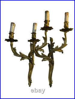 Paire D'Appliques En Bronze Doré, XIXe Siècle