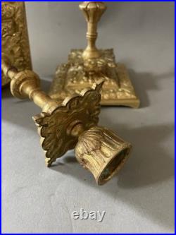 Paire De Bougeoirs En Bronze Doré XIX Ème Siècle Baroque