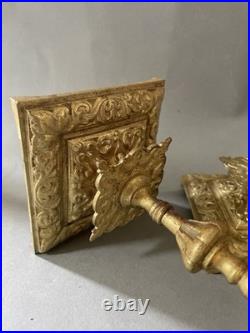 Paire De Bougeoirs En Bronze Doré XIX Ème Siècle Baroque