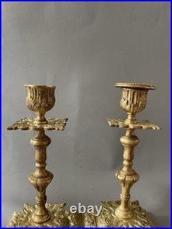 Paire De Bougeoirs En Bronze Doré XIX Ème Siècle Baroque