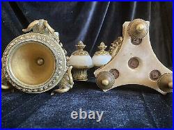 Paire De Cassolettes Formant Bougeoirs Bronze Marbre Style Louis XVI XIX Siecle