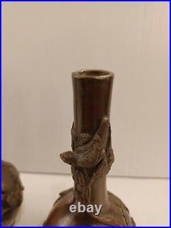 Paire De Vases Soliflore En Bronze. Japon, XIX Eme Siècle