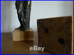 Paire Sculpture Statue Femme A L'antique Bronze Sur Marbre Milieu XIX Siecle