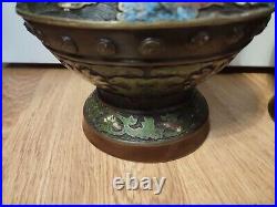 Paire Vases En Bronze Et Emaux Cloisonnes Chine Xixe Siècle Asie Art Asiatique