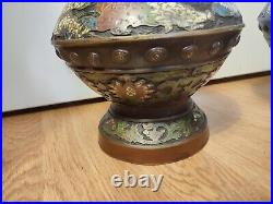 Paire Vases En Bronze Et Emaux Cloisonnes Chine Xixe Siècle Asie Art Asiatique