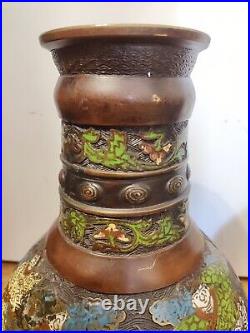 Paire Vases En Bronze Et Emaux Cloisonnes Chine Xixe Siècle Asie Art Asiatique