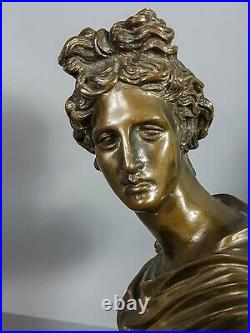 Paire buste Diane & Apollon XIXe siècle, bronze belle patine et état