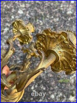Paire d'Appliques en Bronze de Style Louis XV & XIX ème Siècle & France