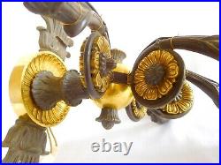 Paire d'appliques Empire en bronze patiné & doré époque Restauration XIXe siècle