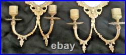 Paire d'appliques en bronze doré deux bras de lumière fond de miroir XIXe siècle