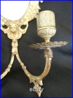 Paire d'appliques en bronze doré deux bras de lumière fond de miroir XIXe siècle