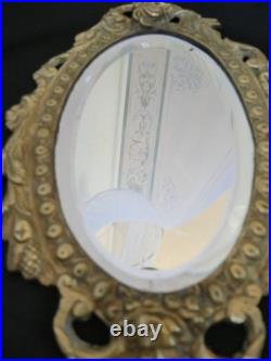 Paire d'appliques en bronze doré deux bras de lumière fond de miroir XIXe siècle