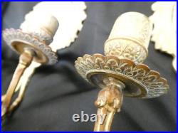 Paire d'appliques en bronze doré deux bras de lumière fond de miroir XIXe siècle