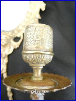 Paire d'appliques en bronze doré deux bras de lumière fond de miroir XIXe siècle