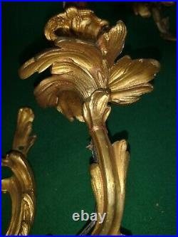 Paire d'appliques en bronze doré style Louis XV XIX ème siècle