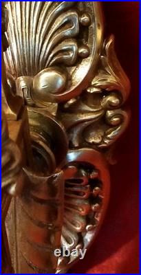 Paire d'appliques murales en bronze doré à décor de feuilles XIX Siècle