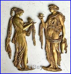 Paire d'ornements en bronze doré du19 ème. Couple de la Rome Antique. XIX siècle