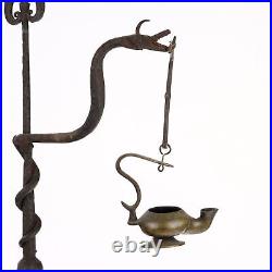 Paire de Lampes à Huile Anciennes Bronze Italie XIXe-XXe Siècle