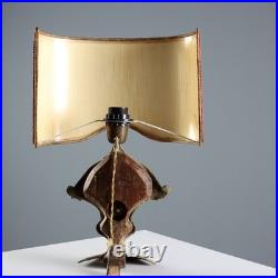Paire de Lampes de Table Anciennes Bronze Bois Italie XIXe Siècle Originales
