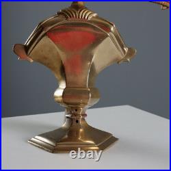 Paire de Lampes de Table Anciennes Bronze Bois Italie XIXe Siècle Originales