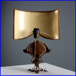 Paire de Lampes de Table Anciennes Bronze Bois Italie XIXe Siècle Originales