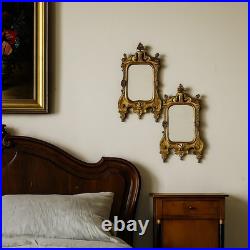 Paire de Petits Miroirs Anciens Verre Bronze Doré XIXe Siècle Originaux Paire de Petits Miroirs Anciens Verre Bronze Doré XIXe Siècle Originaux