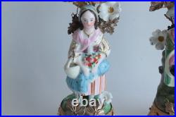 Paire de bougeoirs Personnages porcelaine et bronze doré XIXe siècle (73747)