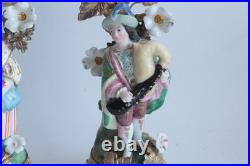 Paire de bougeoirs Personnages porcelaine et bronze doré XIXe siècle (73747)