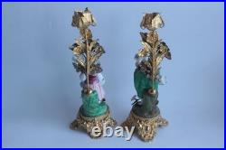 Paire de bougeoirs Personnages porcelaine et bronze doré XIXe siècle (73747)