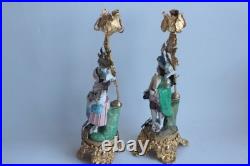 Paire de bougeoirs Personnages porcelaine et bronze doré XIXe siècle (73747)