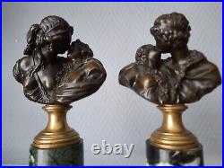 Paire de bronzes Les Baisers d'après Houdon, fin XVIIIe, début XIXe siècle