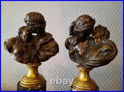 Paire de bronzes Les Baisers d'après Houdon, fin XVIIIe, début XIXe siècle